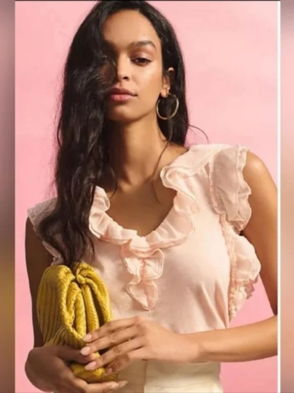 By Anthropologie t-shirt ruffle medium peach pink sleeveless